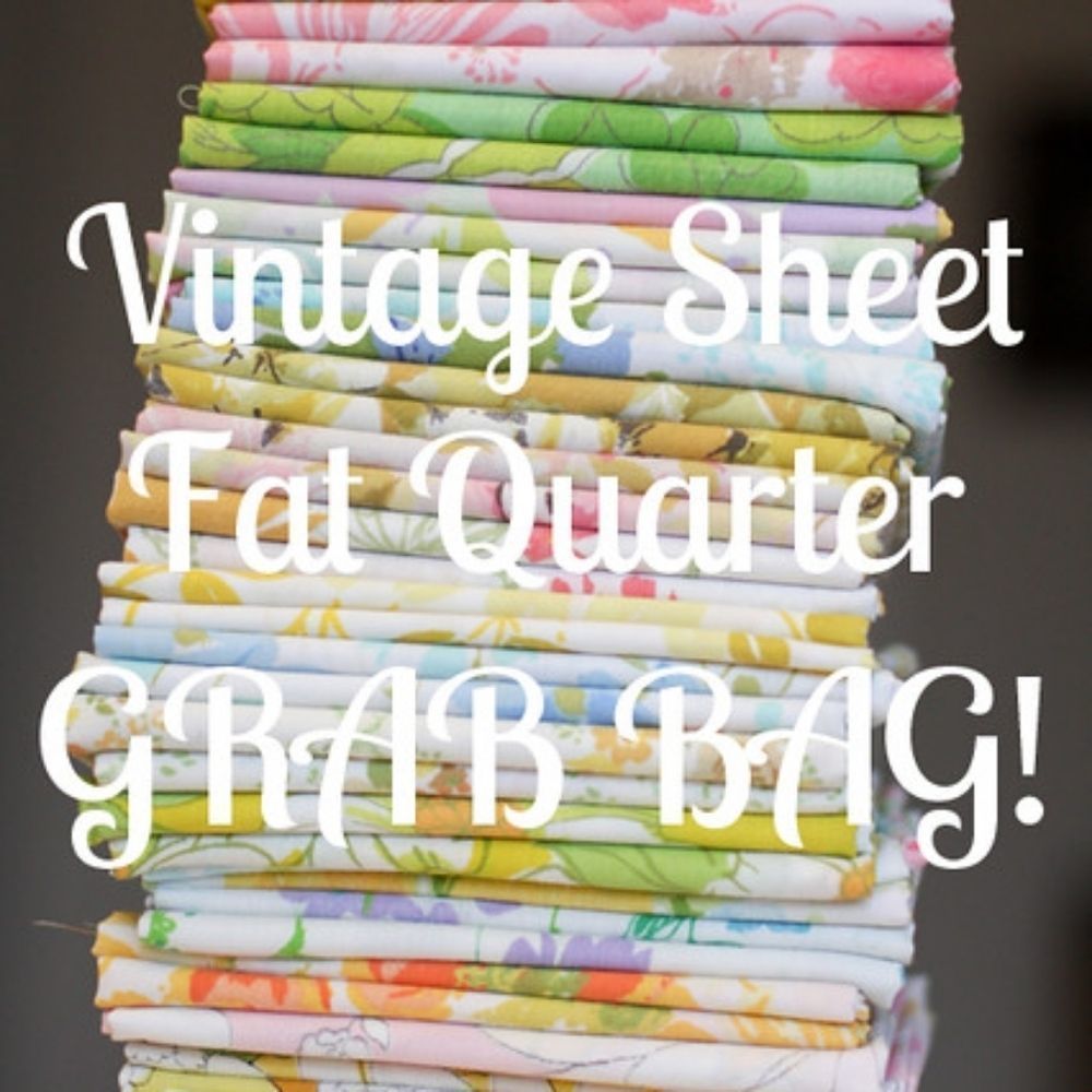 Vintage Sheets Fat Quarters Mystery Lot of 6